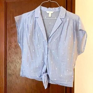 Knot-tied chambray blouse H&M